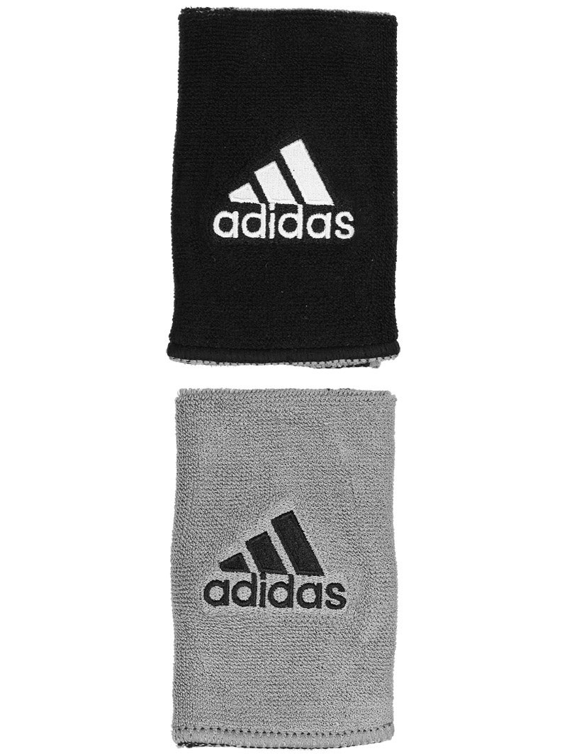 adidas Interval Large Reversible Wristband in Black/Aluminum adidas Interval Large Reversible Wristband in Black/Aluminum