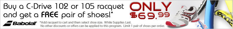 Babolat free pair of shoes with purchase of C-Drive 102 or 105