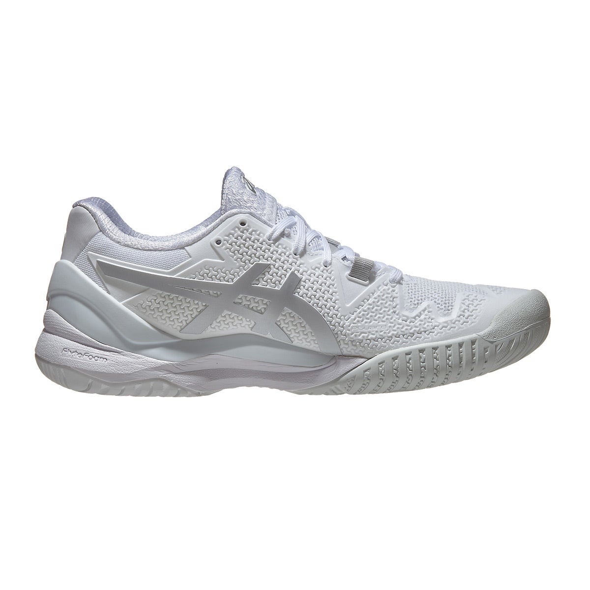 Asics Gel Resolution 8 White/Silver Women's Shoes 360° View Tennis Warehouse