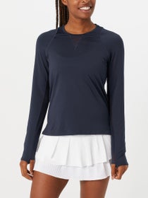 Lucky in Love Women's L-UV High Low Breezy LS - Navy
