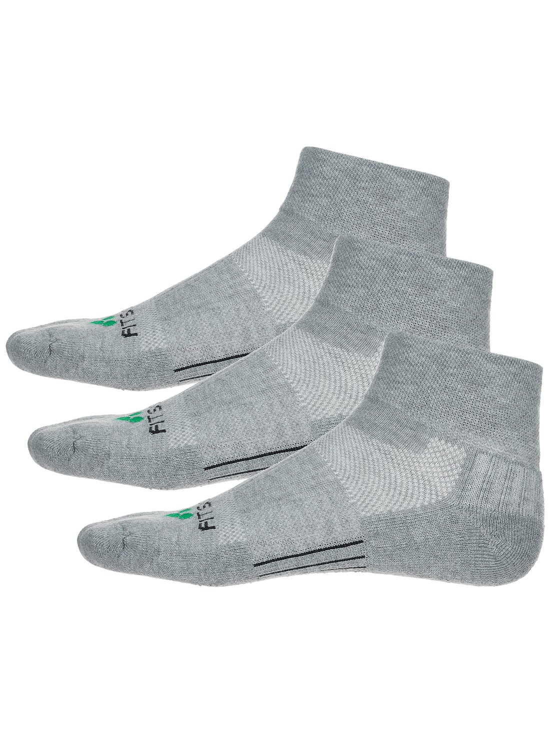 Fitsok CF2 Cushion Quarter 3Pack Sock Grey Tennis Warehouse
