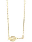 Born To Rally Tennis Racquet Rhinestone Necklace - Gold