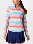 IBKUL Women's Susan Long Sleeve Zip Mock - Candy Pink