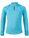 Lucky in Love Girl's Mandarin Collar LS - Ocean