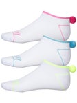 Lucky In Love Girl Pom 3Pk Low Cut Sock Sz 9-2.5 Wh/Mul