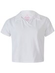 Lucky in Love Girl's Core Cropped Polo - White