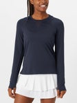 Lucky in Love Women's L-UV High Low Breezy LS - Navy