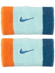 Nike Swoosh Doublewide Wristbands 2Pk Mint/Orange