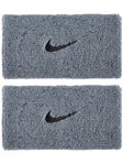 Nike Swoosh Doublewide Wristbands 2Pk Grey/Black