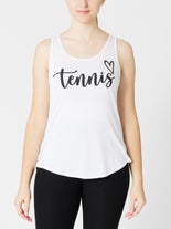 Bird & Vine Women Cursive Tennis Tank White M