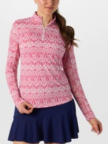 IBKUL Wms Barbara Long Sleeve Zip Top Watermelon XL