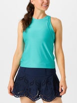 Lucky In Love Wms Eyelet High Neck Tank Aqua XS