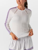 Lucky In Love Women's Lavender Love LS White L