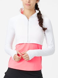 BloqUV Women's Full Zip Crop Long Sleeve Top - White