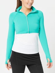 BloqUV Women's Full Zip Crop Long Sleeve Top - Blue