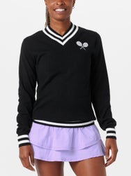 Bubble Women's Hatton Crossed Racquets Sweater - Black