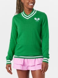 Bubble Women's Hatton Crossed Racquets Sweater - Green