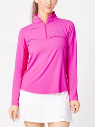 IBKUL Women's Long Sleeve Mock Top - Hot Pink