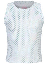 Lucky In Love Girl's Core Poppy Dot Tank - Wh/Blue