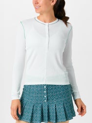 Lucky In Love Women's Eyelet Riviera Henley Long Sleeve
