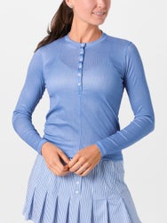 Lucky In Love Women's Linen Play Long Sleeve Henley