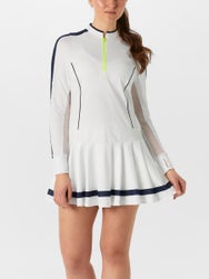 Lucky in Love Women's Fast Motion LS Dress-White/Navy