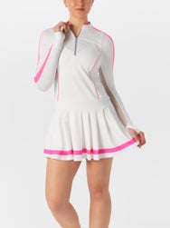 Lucky in Love Women's Fast Motion LS Dress-White/Taffy