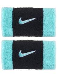 Nike Swoosh Doublewide Wristbands 2Pk Black/Turq