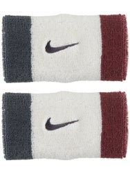 Nike Swoosh Doublewide Wristbands 2Pk Sail/Dk Red