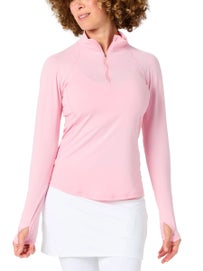 BloqUV Women's Half Zip Top Tickle Me Pink S