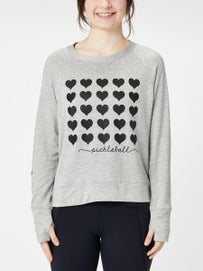 Bird & Vine Wms 5 Row Heart Pickleball LS Grey L