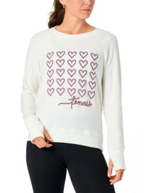 Bird & Vine Wms Reverse Fleece Open Heart White L