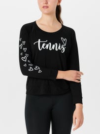 Bird & Vine Wms Tennis Cursive LS Black XS