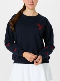CourtLife Wms Racquet Sleeves Crewneck Navy M/L