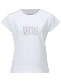 Li Mi Girl's Stars & Stripes Patriotic Top White XS