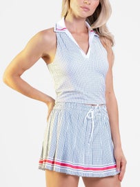 Lucky in Love Wms Glow Stripes Polo Tank White XS