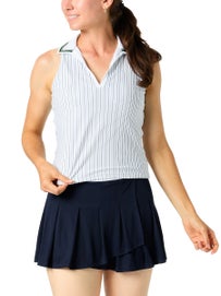 Lucky in Love Wms Preppy Ivy Polo Tank White L