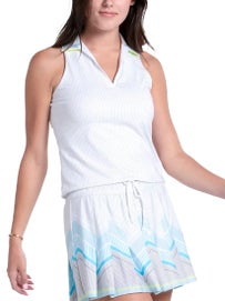 Lucky in Love Wms Lavish Pinstripe Polo Tank Wh XL