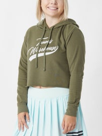 Tennis Warehouse Wms Crop Hoodie Military Green XS