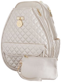 Court Couture Monaco Quilted Argyle Backpack Champagne