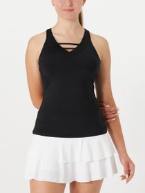 Tail ~ Maribella Peplum Tank in Black w/Folia print: Women's Tennis Apparel  – My Tennis Store