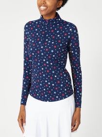 IBKUL Women's Celebration Long Sleeve Mock Top - Navy