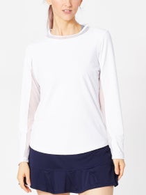 Golden White Sheer Back Top | Womens Tennis Tops | Long Sleeve XL