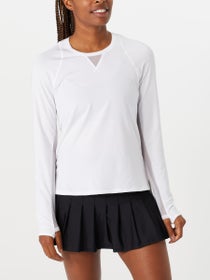 Lucky in Love Women's L-UV High Low Breezy LS - White