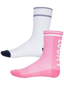 Lucky In Love Wmn L-UV 2Pk Crew Sock Size 4-10 Wh/Pink