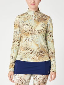 Sofibella Women's UV Feather 1/4 Zip - Gold Animal