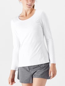 Yaffa Women's UPF 50 Hi-Low LS Top - White