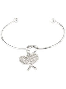 Born To Rally Tennis Knot Racquet Bracelet - Silver