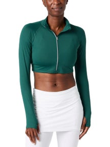BloqUV Women's Full Zip Crop LS Top - Jungle