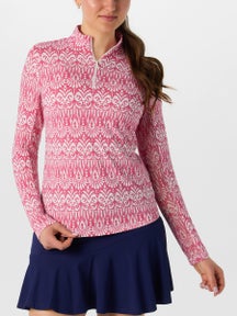 IBKUL Women's Barbara Long Sleeve Zip Top - Watermelon